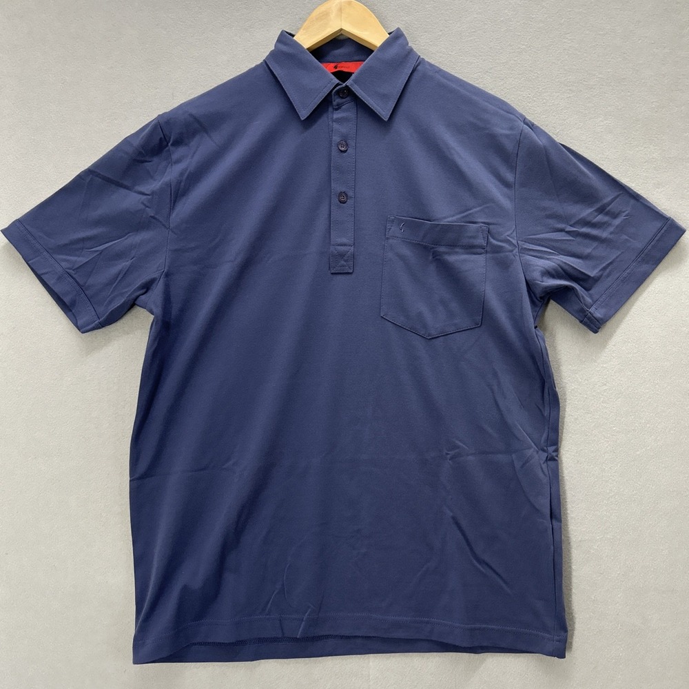 Gabicci Cotton Blend Pocket Polo Shirt Men Medium Logo Short Sleeve Blue
